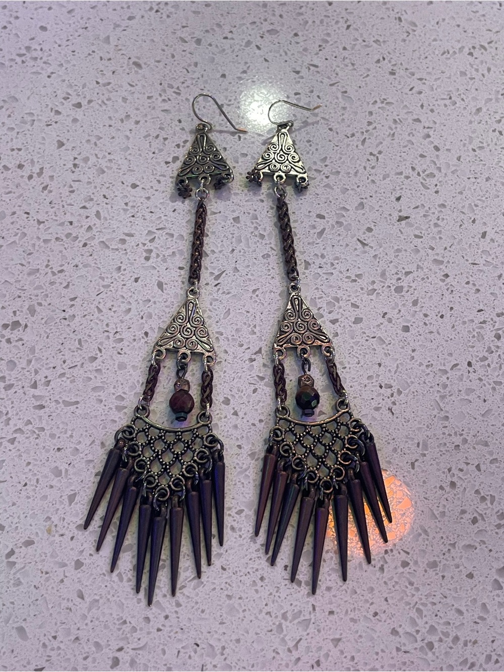 Bohemian Spike Drop Earrings Mixed Metal